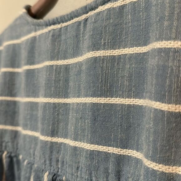 Nine West Cotton Blend Crochet Pinstripe Blouse L - Picture 6 of 7